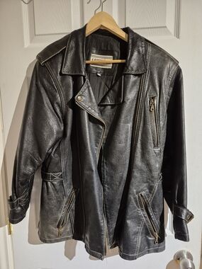 Laurence Roy Black Leather Moto Jacket Women's L